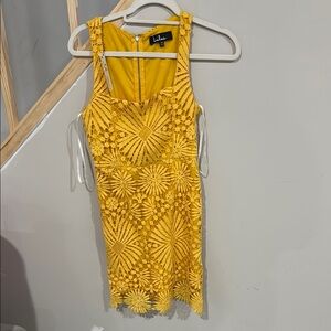 Lulu's Yellow Sheath Mini Dress Scoop Neck Sleeveless